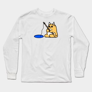 Gone Fishin’ Cat (Small Print) Long Sleeve T-Shirt